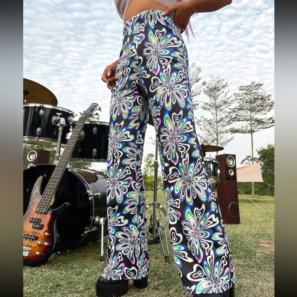 High waisted straight leg pants